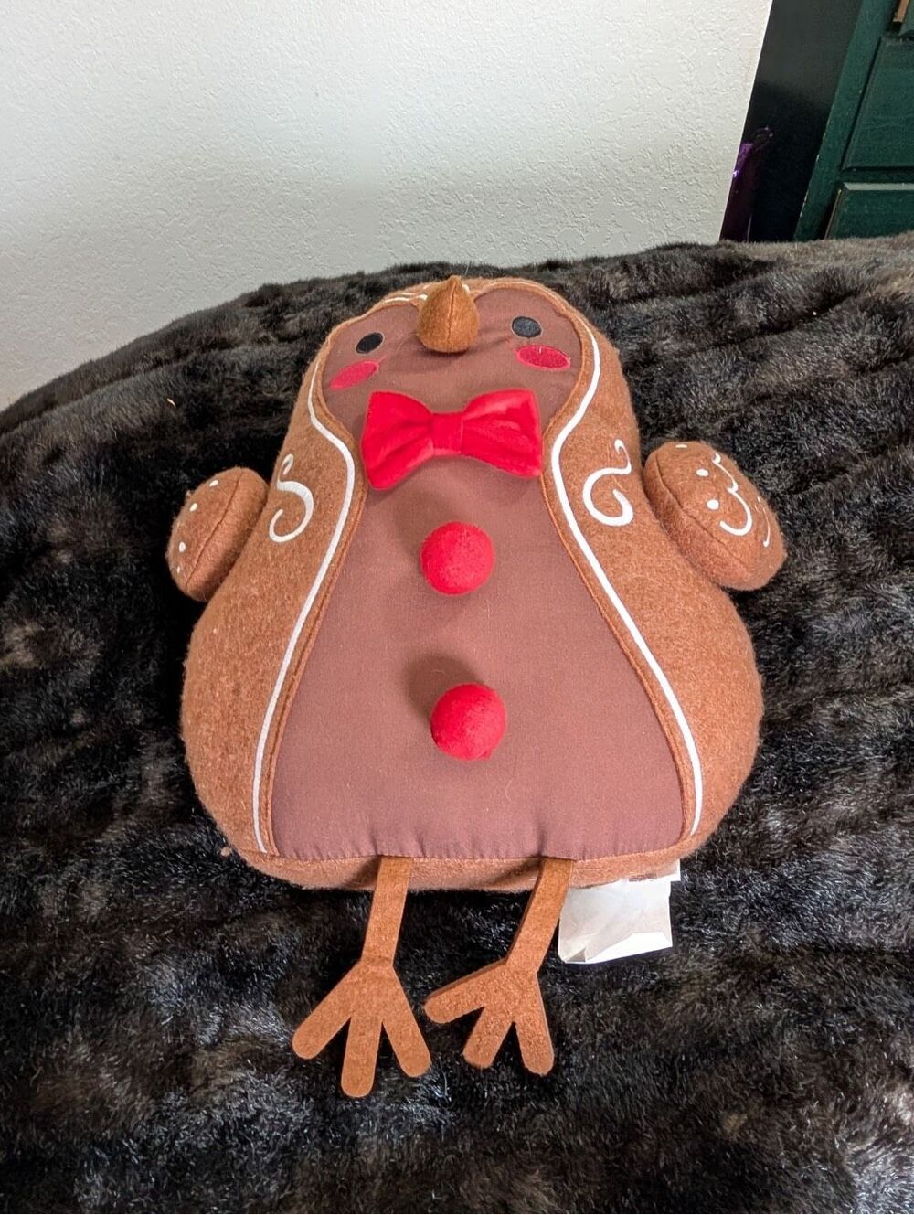 2025 Target Wondershop Featherly Friends Bird Gingerbread Throw Pillow